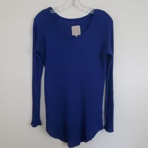 Chaser Blue Waffle Knit Top L